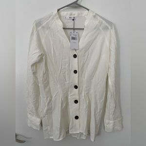 Mango MNG Casual Camisa Samui White Long Sleeve Shirt Size S/ 4